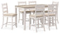 Skempton - Counter Height Dining Table and Bar Stools (Set of 7) - White / Light Brown