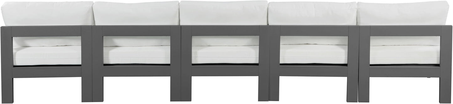 Nizuc - Outdoor Patio 5 Seat Modular Armless Sofa With Gray Frame