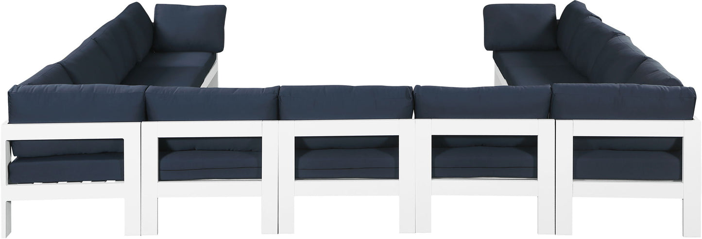 Nizuc - Outdoor Patio 11 Piece Modular Sectional With White Frame