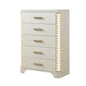 Jasmine - 5 Drawer Chest With Side LED Lightning - Beige