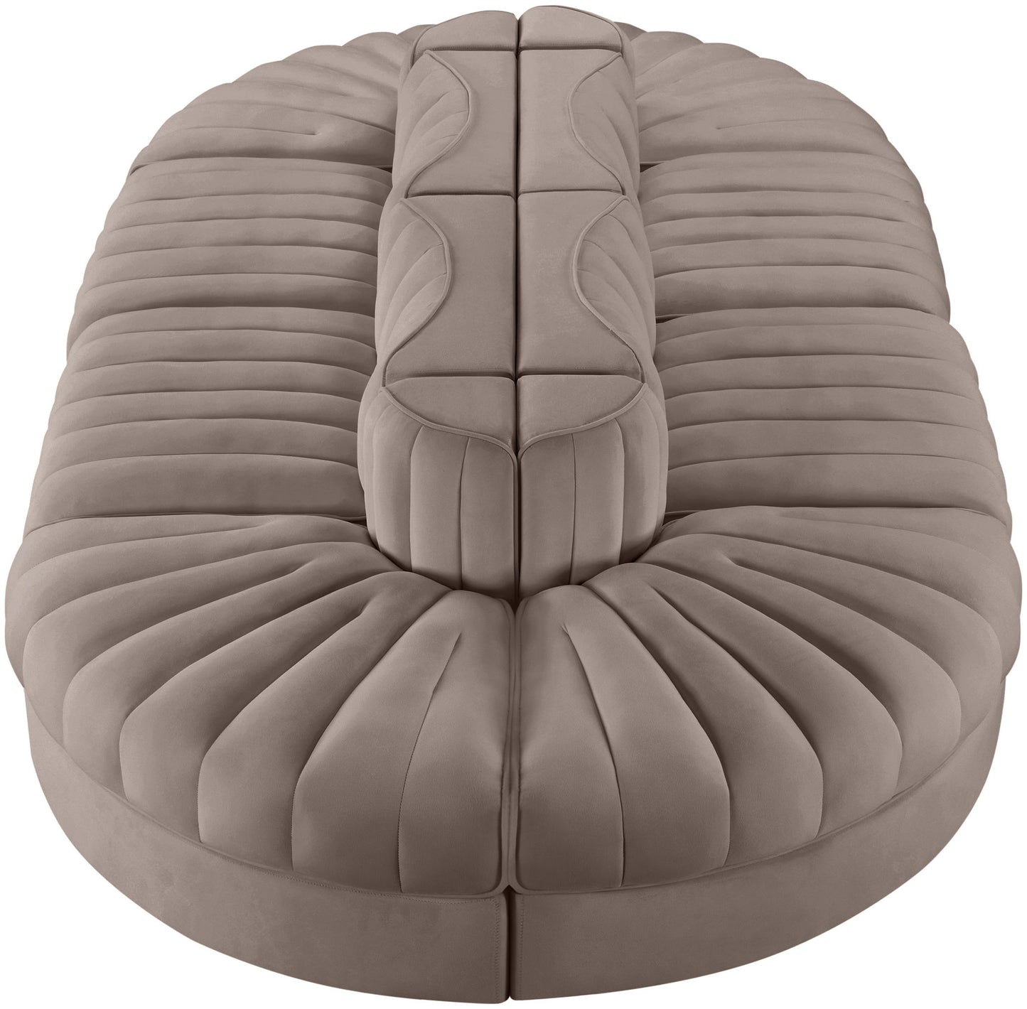 Rummi - Oval Velvet Performance Fabric Upholstered 8 Piece Modular Sectional