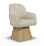 Marlowe - Linen Textured Fabric Upholstered Swivel Dining Arm Chair - Stained Natural