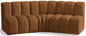 Arc - Velvet 3 Piece Modular Corner Sofa - Saddle