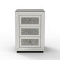 3 Drawer Nightstand With Glass Accents, Bedside Table For Bedroom - Silver