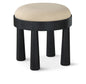 Larea - Linen Textured Fabric Ottoman - Black Base