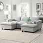 Modular Sectional With Storage Pockets, 5 Seat U Shaped Couch Set With Pillows, Free Combination Modern Cloud Sofa With 2 Movable Ottoman