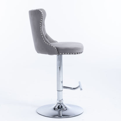 Swivel Barstools Adjusatble Seat Height From 25-33", Modern Upholstered Base Bar Stools With Backs Comfortable Tufted For Home Pub And Kitchen Island (Set of 2)