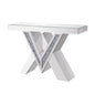 Noralie - Console Table, "V" Shape Pedestal - Mirrored & Faux Diamonds