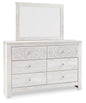 Paxberry - Dresser, Mirror - Medallion Drawer Pulls - Whitewash