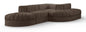 Rummi - Rounded Velvet Performance Fabric Upholstered 5 Piece Modular Sectional