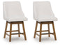 Cabalynn - Upholstered Swivel Barstool (Set of 2) - Oatmeal / Light Brown