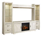 Bellaby - Entertainment Center - TV Stand With Faux Firebrick Fireplace Insert - Whitewash