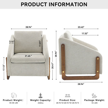 Modern Upholstered Armchair With Wooden Side Frame