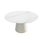Modern Artificial Stone Round Plywood Base Dining Table, Can Accommodate 8 People, (Not Including Chairs) - White / Beige