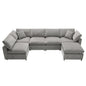 Modern Modular Cloud Sofa Bed, 6 Seat Sectional Couch Set With Ottoman, Free Combination, Convertible U Shaped Sleeper Sofa For Living Room