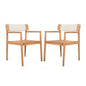 Creative Braided Acacia Wood Outdoor Dining Table And Chairs With Armrests (Set of 2) - Teak / White