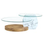 Contemporary Artistic Double Layer Coffee Table, Tempered Glass Top