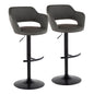 Margarite - Contemporary Adjustable Barstool With Swivel With Rounded T Footrest (Set of 2)