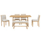 Dining Set With Rectangular Table, 4 Upholstered Chairs & 1 Padded Bench