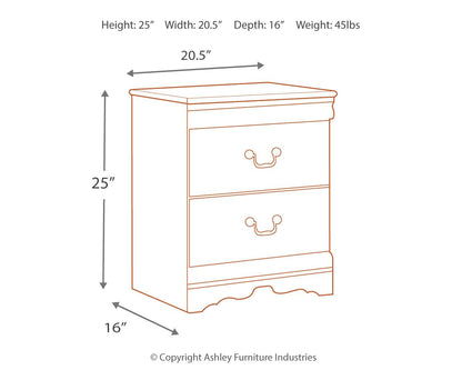 Anarasia - Two Drawer Night Stand - White