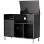 Grain Record Player Stand, Media Console With Speaker Shelf & 2 Drawers