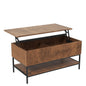 Rectangle Lift Top Coffee Table With Hidden Storage And Lower Shelf - Brown